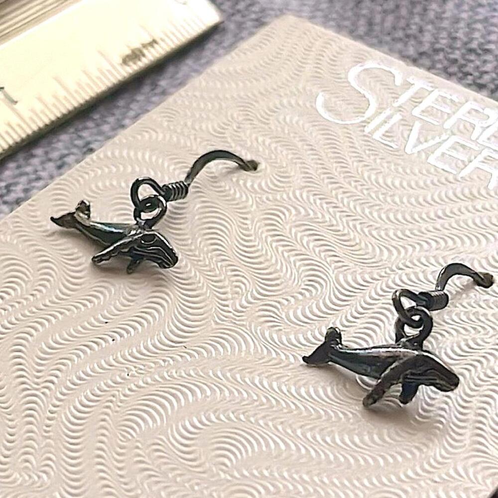 Sterling Silver‎ Whale Vintage-New Earrings